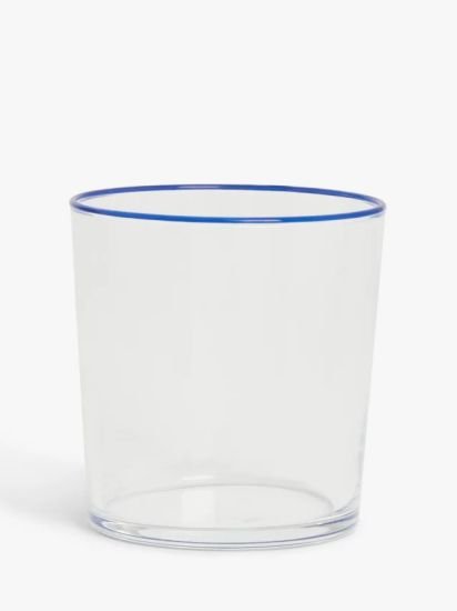 Rim Glass Tumbler, 380ml, Blue/Clear