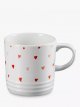Stoneware Mini Hearts Mug, 350ml, White/Pink