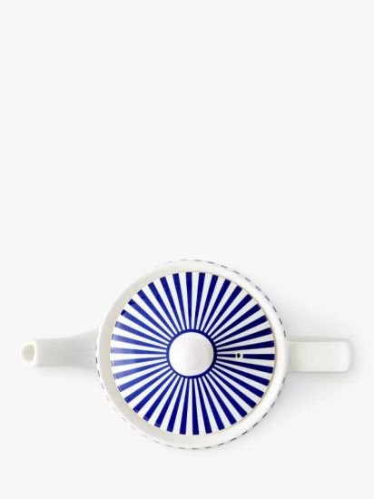 Narrow Stripe Earthenware Teapot, 1.1L, Blue/White
