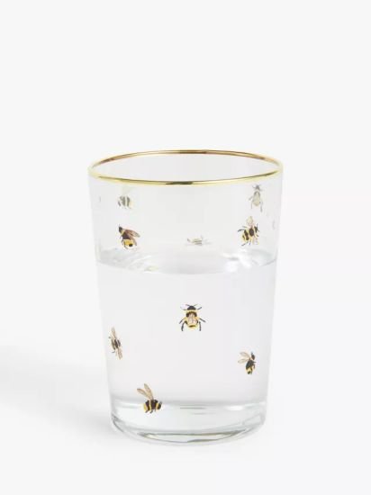 Bee Glass Tumbler, 510ml, Clear/Multi